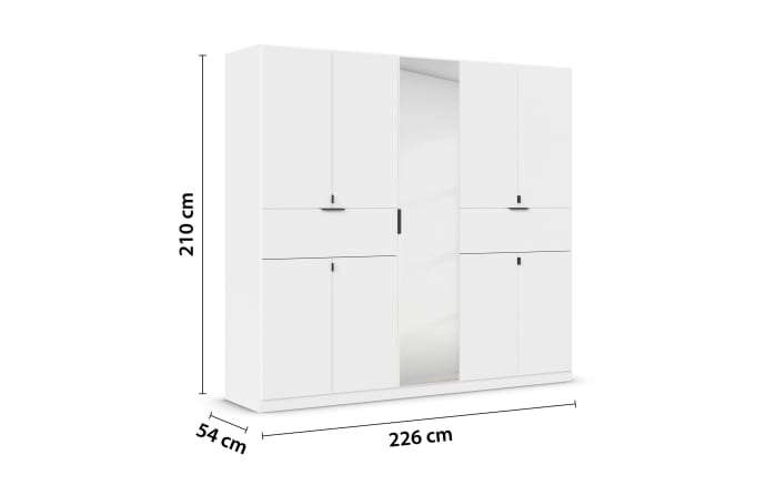 Drehtürenschrank Ticao, weiß, 226 x 210 cm-02