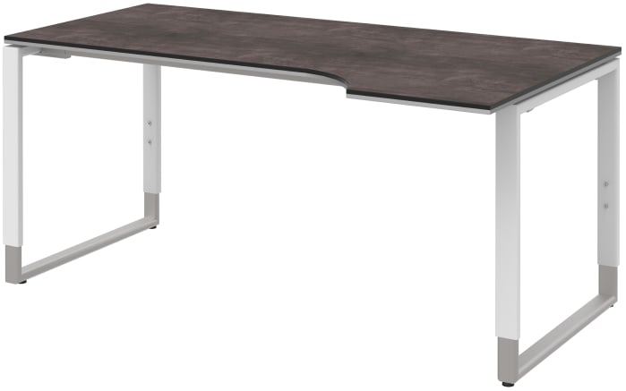 Schreibtisch Objekt Plus, weiß/quarzitfarbig, rechts, Füße weiß/alu, ca. 200 cm