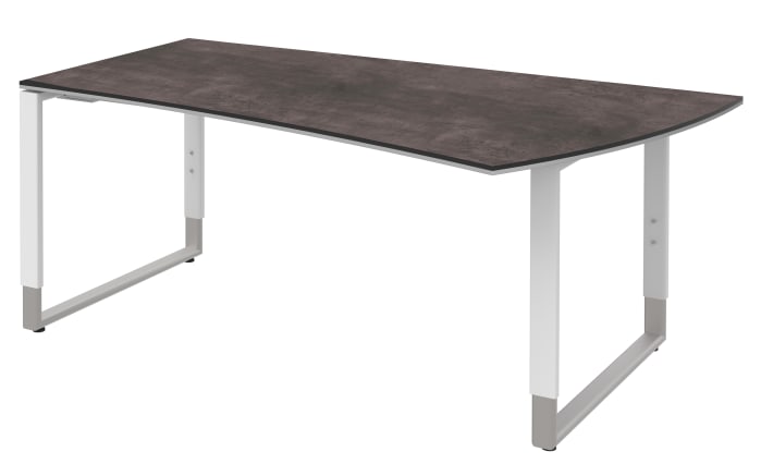 Schreibtisch Objekt Plus, weiß/quarzitfarbig, rechts, Füße weiß/alu, ca. 180 cm