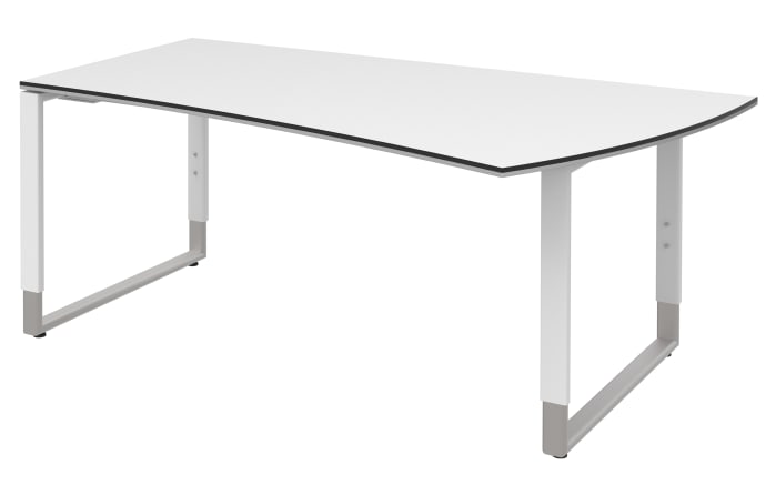 Schreibtisch Objekt Plus, weiß matt, rechts, Füße weiß/alu, ca. 180 cm