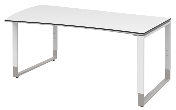Schreibtisch Objekt Plus, weiß matt, Füße weiß/alu, links, ca. 200 cm