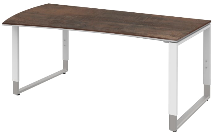 Schreibtisch Objekt Plus, weiß/oxidofarbig, Füße weiß/alu, links, ca. 200 cm