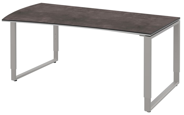 Schreibtisch Objekt Plus, weiß/quarzitfarbig, links, Füße alu, ca. 180 cm