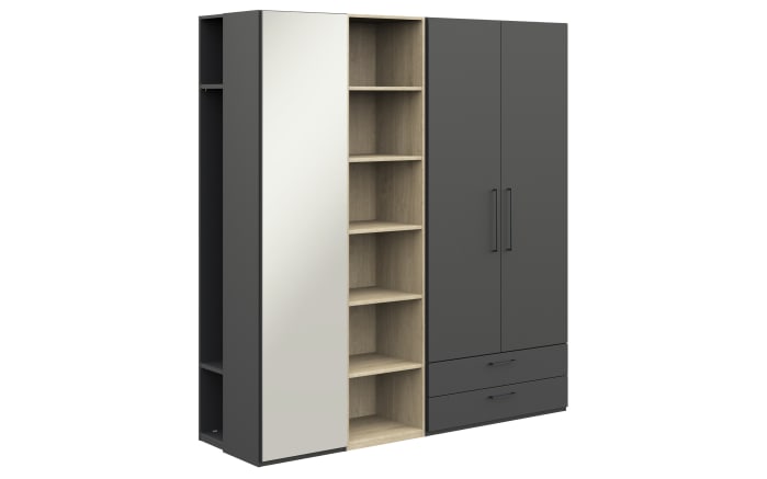 Kleiderschrank cocoon by rb 305, graphit matt, Eiche Sand, Breite 202 cm-02