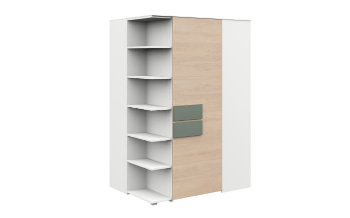 Eckkleiderschrank clip, weiß/sandfarbig, inkl. LED Beleuchtung-01
