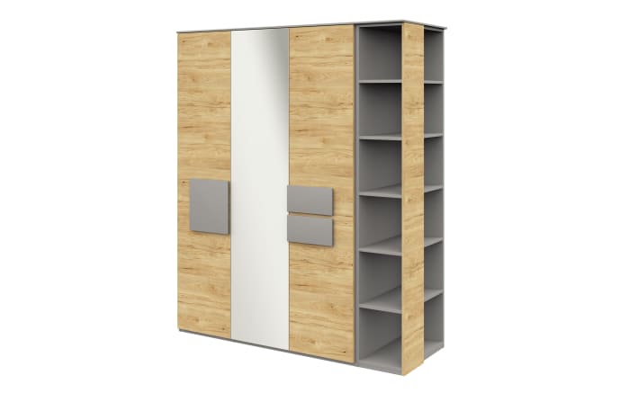 Kleiderschrank clip, Eiche/grau, inkl. Kleiderstange-04