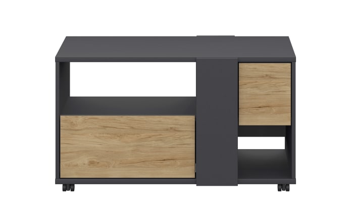 Medienelement qunit, anthrazit/Eiche-Nachbildung, inkl. Rollen-02