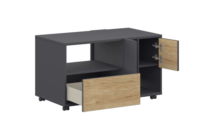 Medienelement qunit, anthrazit/Eiche-Nachbildung, inkl. Rollen-03