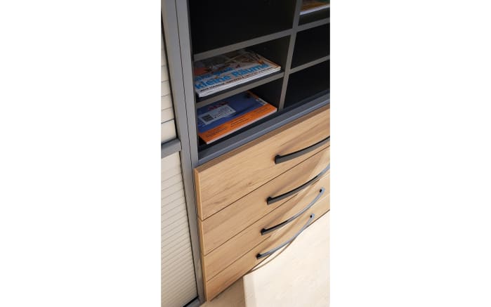 Büroeinrichtung Techno, Hickory Eiche/mittelgrau-02