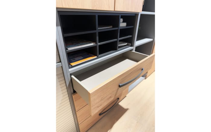 Büroeinrichtung Techno, Hickory Eiche/mittelgrau-04