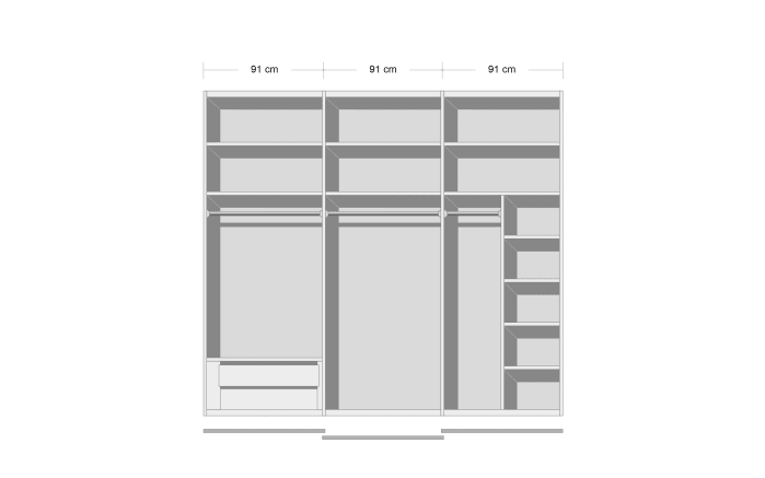 Schwebetürenschrank Lento, weiß/vulkangrau, 280 x222 cm, inkl. umfangreiche Zusatzausstattung-07