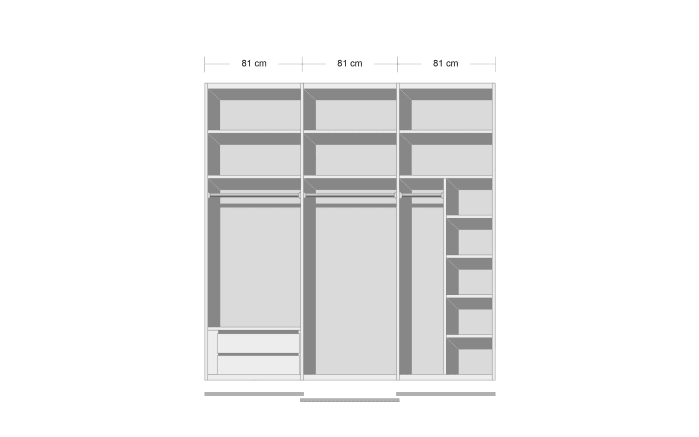 Schwebetürenschrank Lento, weiß/vulkan, 249 x 222 cm, inkl. umfangreiche Zusatzausstattung-06