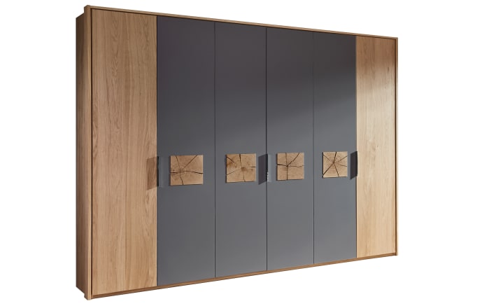 Schlafzimmer Cena, Wildeiche Furnier/Lack grau, 180 x 200 cm,  Schrank 269 x 229 cm-02