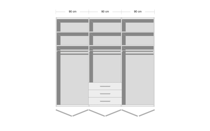 Schlafzimmer Cadiz, Balkeneiche Furnier/Lack taupe, Absetzungen Eiche Riffholz, 180 x 200 cm, Schrank  270 x 229 cm-05