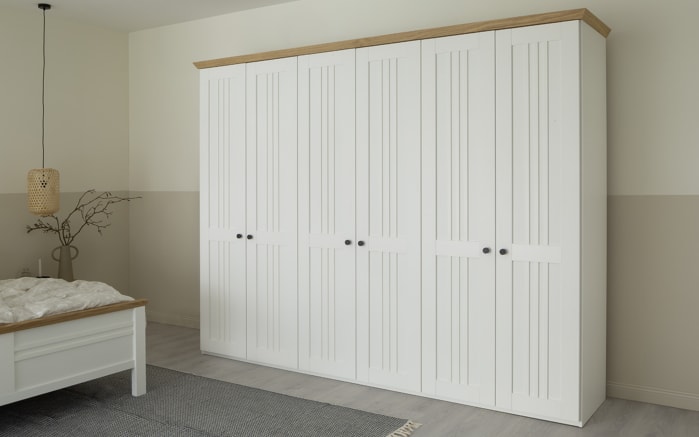 Drehtürenschrank Malmö, Lack weiß, 300 cm-01