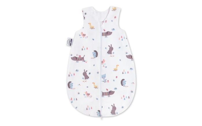 Jersey Schlafsack, weiß mit Motiv Crazy Animals, 86 cm-01
