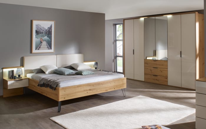 Schlafzimmer Seamo, Eiche Artisan Nachbildung, 180 x 200 cm, Schrank 301 x 223 cm-01