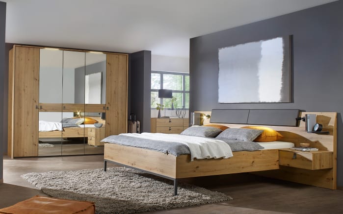 Schlafzimmer Mapy, Eiche Artisan Nachbildung,180 x 200 cm, Schrank 251 x 223 cm-01