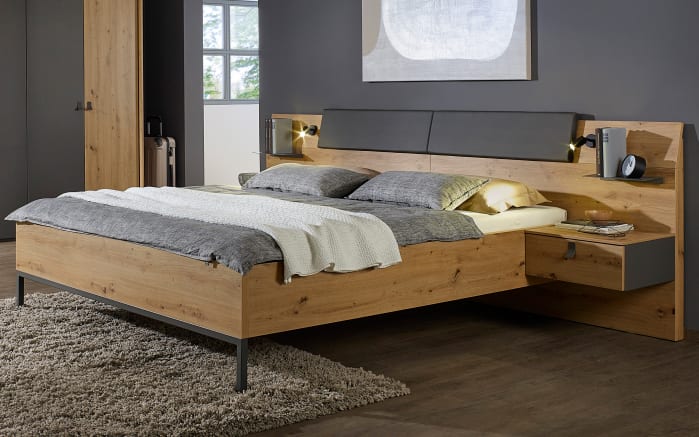 Schlafzimmer Mapy, Eiche Artisan Nachbildung/graphit, 180 x 200 cm, Schrank 251 x 223 cm-03