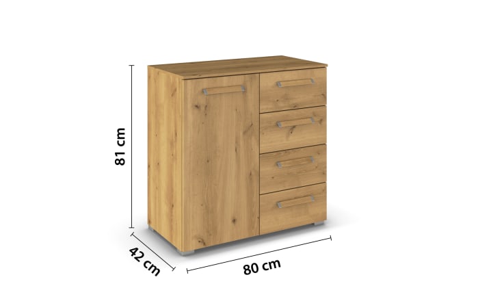 Kommode Cherie, Asteiche-Nachbildung, 80 x 81 cm-04