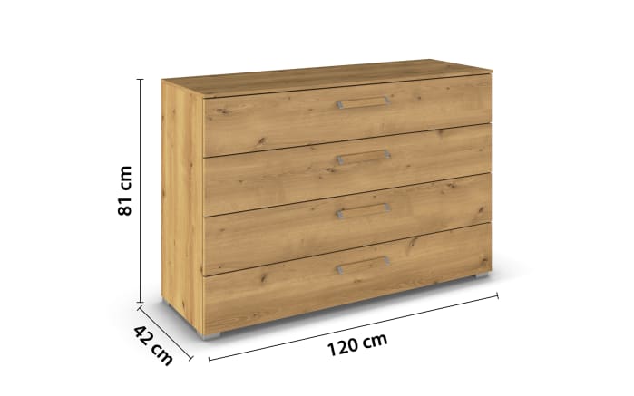 Kommode Cherie, Asteiche-Nachbildung, 120 x 81 cm-04