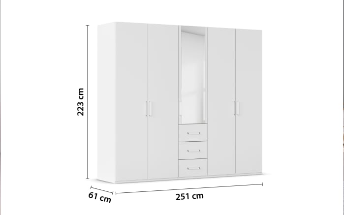 Drehtürenkleiderschrank Cherie, weiß, 250 x 223 cm-04