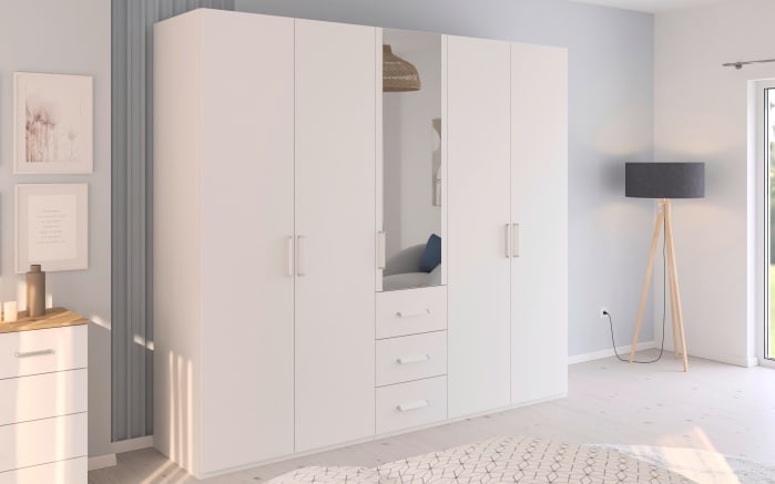 Drehtürenkleiderschrank Cherie, weiß, 250 x 223 cm-01