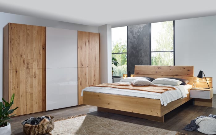 Schlafzimmer Ajana Wood, Wildeiche natur teilmassiv, 180 x 200 cm, Schrank 280 x 223 cm-01