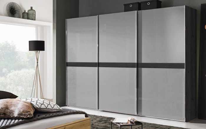 Schwebetürenschrank Ajana, grau/schwarz, 271 x 223 cm-01