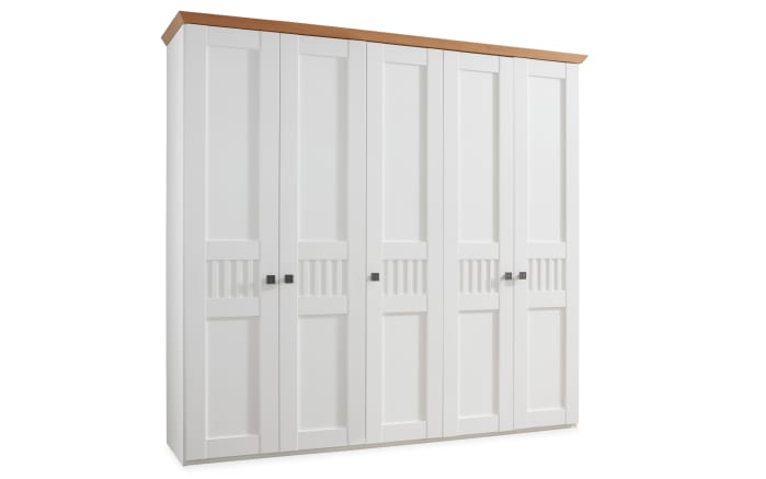 Schlafzimmer Basella, weiß, 180 x 200 cm, Sprossen mittig, Schrank 250 x 230 cm-02