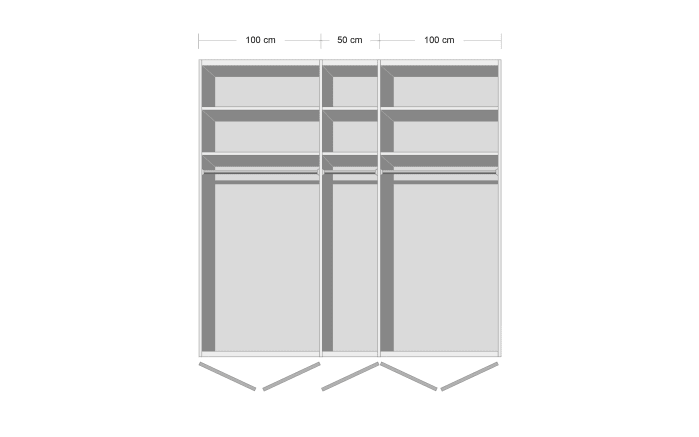 Schlafzimmer Basella, weiß, 180 x 200 cm, Sprossen mittig, Schrank 250 x 230 cm-06