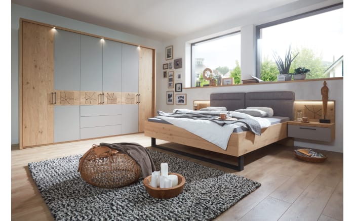 Schlafzimmer Barino, Balkeneiche/Lack taupe, Schrank mit Schubkästen-01