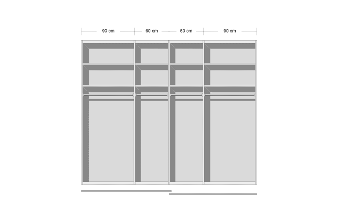 Schwebetürenschrank Amado 4030, Lack taupe/Wildeichefurnier, 301 x 229 cm-03