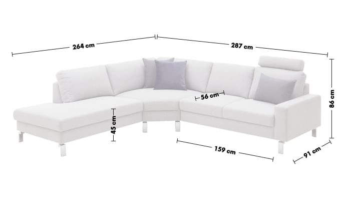 Wohnlandschaft Step Basic, hellgrau-05