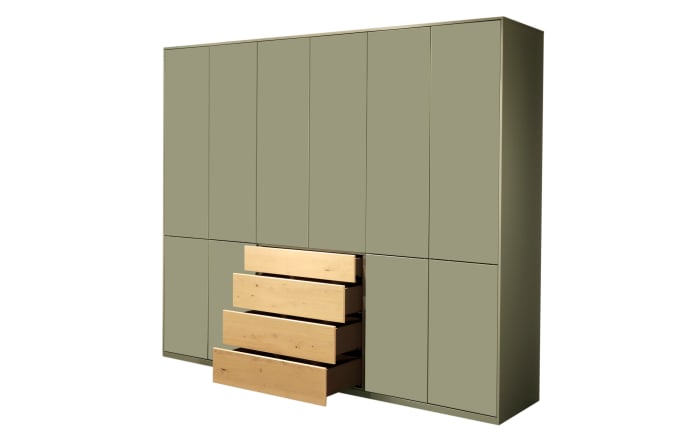 Drehtürenkleiderschrank Silea-S, hellgrün/Asteiche, 273,2 x 234,9 cm, inkl. Push-to-Open Funktion-02