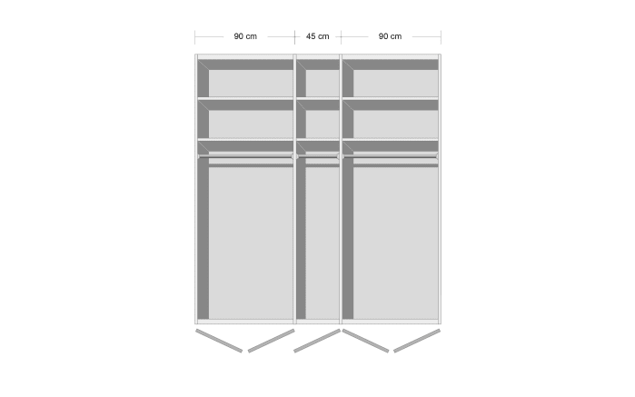 Drehtürenschrank Lissabon, seidengrau, 226 x 229 cm-02