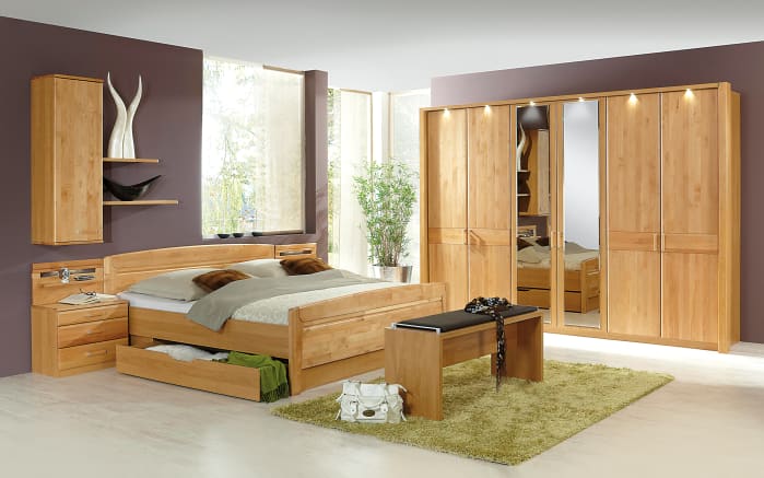 Schlafzimmer Lausanne, Erle teilmassiv, 180 x 200 cm, Schrank 300 x 216 cm  online bei Hardeck kaufen