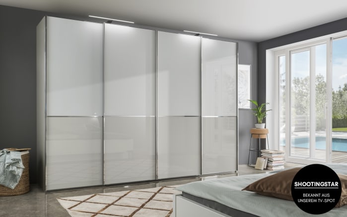 Kleiderschrank Shanghai 2, kieselgrau/weiß, 330 x 236 cm-01