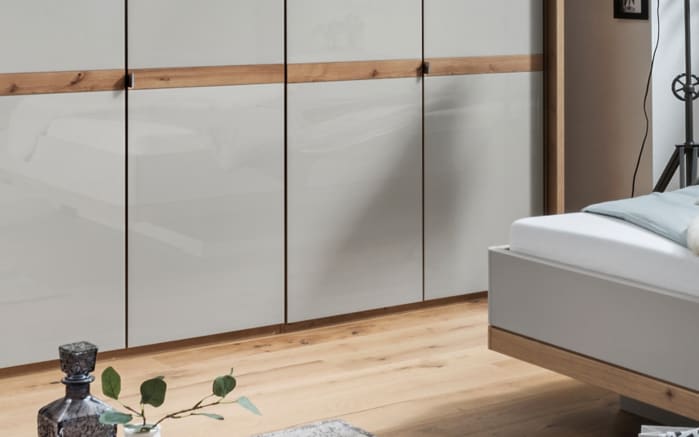 Schlafzimmer Barcelona, champagner/Bianco Eiche, 200 x 200 cm, Schrank 300 x 216 cm-03