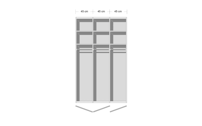 Seniorenzimmer Meran, Eiche sägegrau-Nachbildung, 100 x 200 cm, Schrank 150 x 216 cm-02