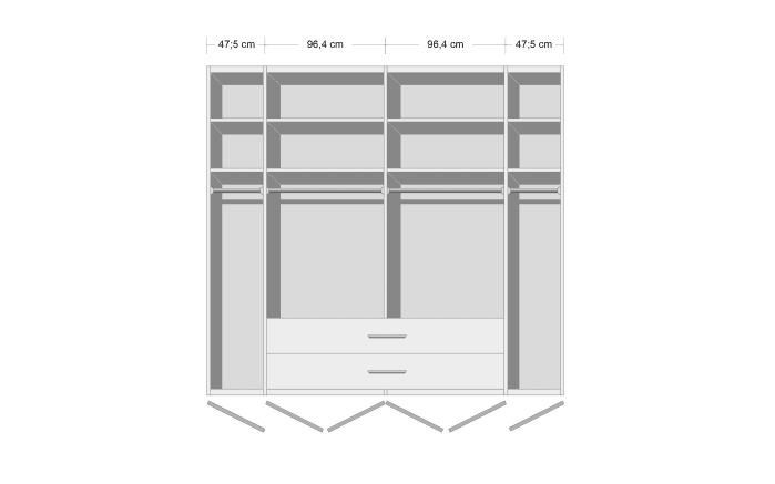 Drehtürenschrank Castello, kieselgrau, 300 x 236 cm, inkl. 2 extrabreite Schubkästen-02