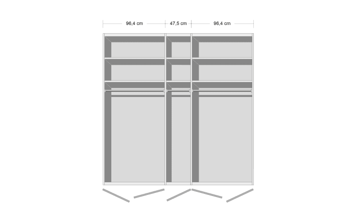 Schlafzimmer Cadiz, Eiche bianco, 180 x 200 cm, Schrank 250 x 236 cm-02
