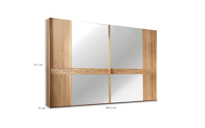 Schwebetürenschrank Paolo, teilmassive Eiche/Treibholz-Nachbildung, 300 x 217 cm-06