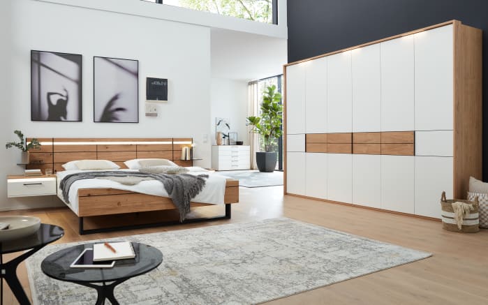 Schlafzimmer Madiva, Balkeneiche furniert, 180 x 200 cm, Schrank  299 x 207 cm-01