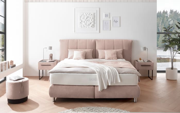 Boxspringbett Deluxe Edition KT2, hellrosa, 180 x 200 cm-02