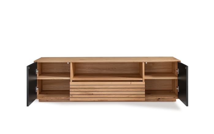 Lowboard Riva, Eiche massiv/weiß, inkl. Push-to-Open Funktion -03