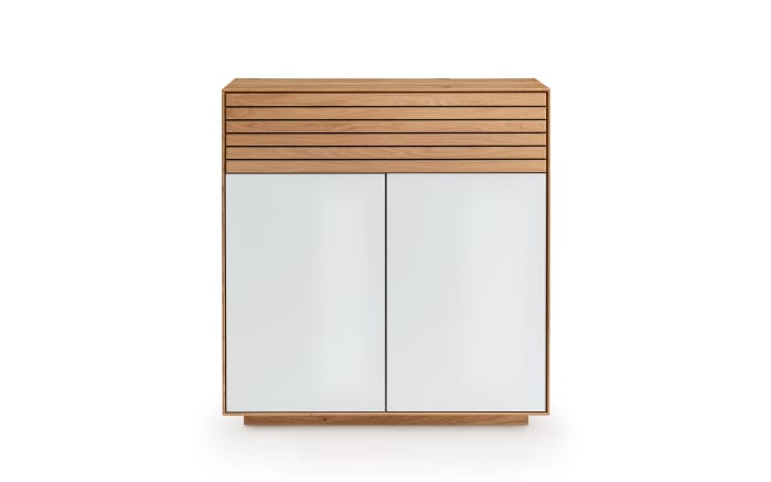 Kommode Riva, Eiche massiv/weiß, inkl. Push-to-Open Funktion -02