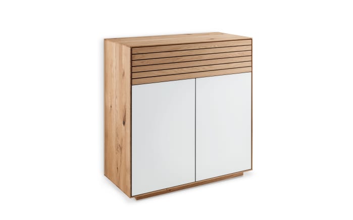Kommode Riva, Eiche massiv/weiß, inkl. Push-to-Open Funktion -01