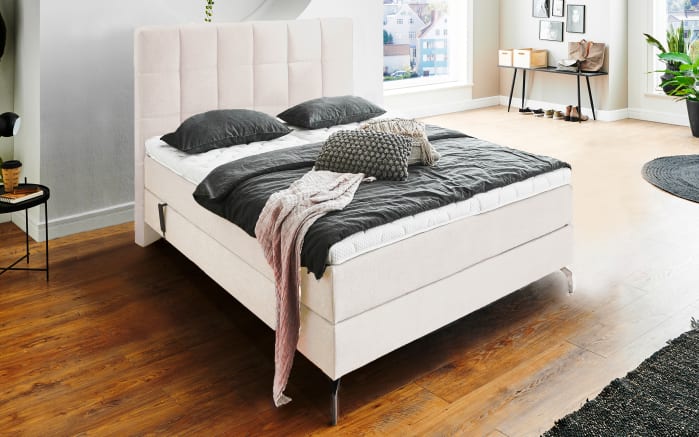 Motor-Boxspringbett Aronica, Antibes Ivory 101, 120 x 200 cm, Härtegrad 3