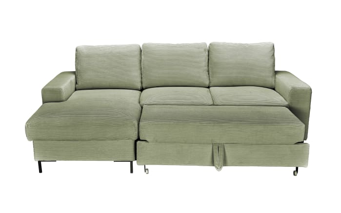 Wohnlandschaft Uschi, olivegrün, Ottomane links, inkl. Bettfunktion-05